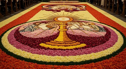 Corpus christi floral carpet art religious event church flower arrangement design celebration tradition faith culture