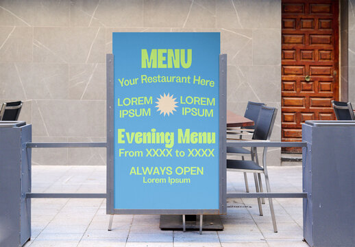 Outdoor Dining Menu Panel Mockup