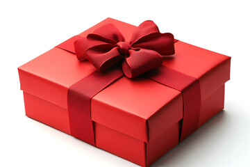 Obraz premium Elegant Red Gift Box with Ribbon and Bow