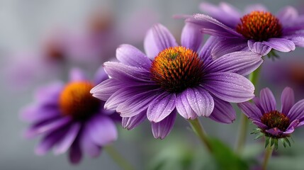 Fototapeta premium Close-up view of vibrant Echinacea purpurea blooming in sunlight