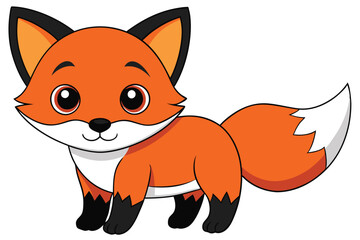 Cartoon Image of Cute Little Orange Fox with Big Eyes and Bushy Tail