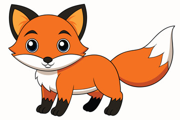 Fototapeta premium Cartoon Orange Fox with Big Eyes, Black Toes, and a Curled Tail Design