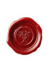 Isolated Red Wax Seal with Ornate Tree Symbol