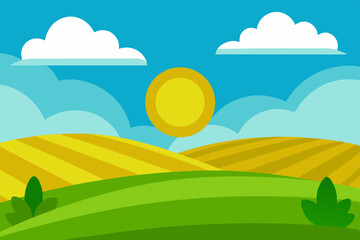 Obraz premium vector illustration of a summer landscape