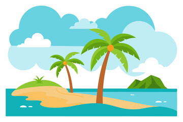 Obraz premium vector illustration of a tropical island