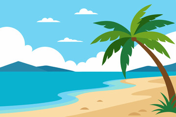 Fototapeta na wymiar tropical island with palm trees