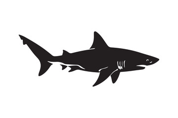Shark Silhouette Vector Ocean Predator Fish Graphic Illustration