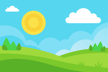 Fototapeta premium summer landscape with green grass and blue sky