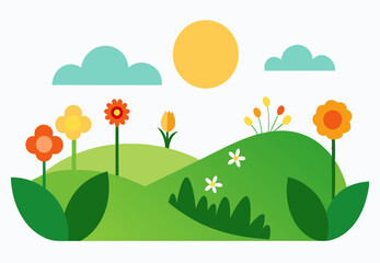 summer landscape with flowers