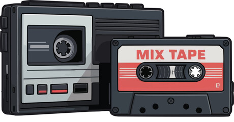 Cassette Player & Cassette Vector Art