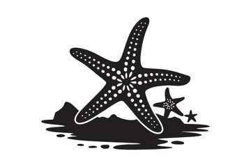 Obraz premium Starfish Silhouette Vector Beach Sea Animal Marine Life Illustration