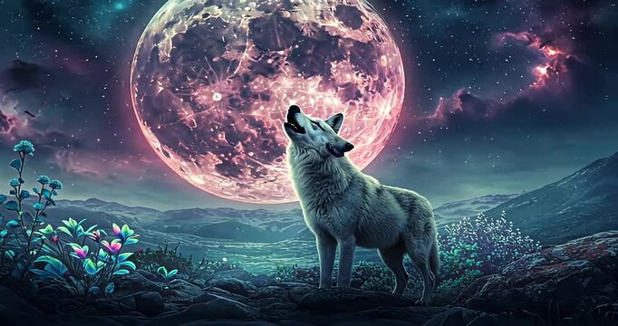 wolf howling at the moon