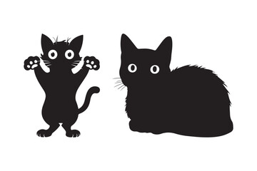 Standing Black Cat Silhouette Vector