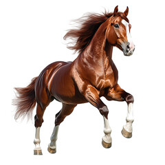 Obraz premium A majestic brown horse in full stride, its muscles and flowing mane, radiating power and grace.