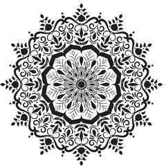 Hand drawn mandala alpona set round pattern line art vector element