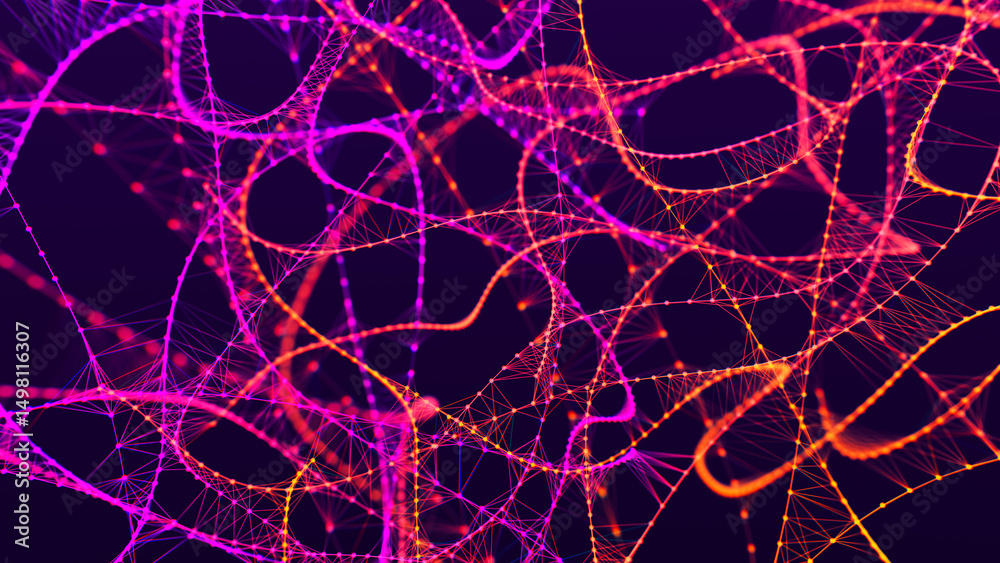 Poster abstract background with connecting dots and lines. neural connections. network connection structure