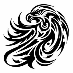 Obraz premium Tribal eagle head tattoo design in bold black ink on white background