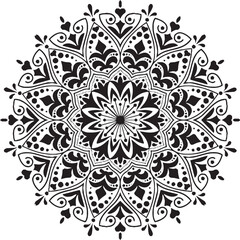 Hand drawn mandala alpona set round pattern line art vector element