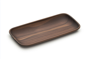 A close-up shot of a finely crafted wooden serving tray, displaying the natural beauty of the grain and a sleek design.