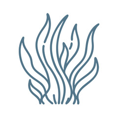 Minimalist Seaweed Illustration, Blue Outline