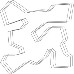 Stiff polygonal composition made of harsh straight lines with minimal curvature and firm intersections.