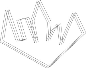 Overlapping polygons with curved edges and pointed extensions form an organic structure with jagged shapes.