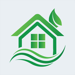 Modern Green Eco Home with Leaf Design