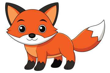 Fototapeta premium Adorable Orange Cartoon Fox with Big Eyes and Bushy Tail Illustration Image
