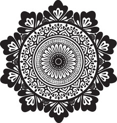 Hand drawn mandala alpona set round pattern line art vector element
