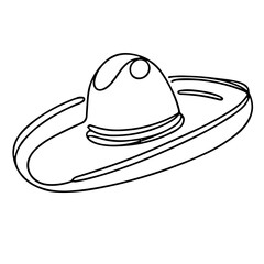 Simple line drawing of a traditional sombrero hat  