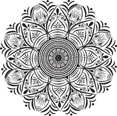 Hand drawn mandala alpona set round pattern line art vector element