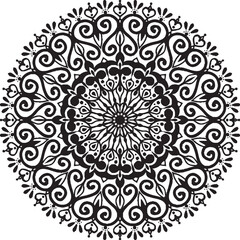 Hand drawn mandala alpona set round pattern line art vector element