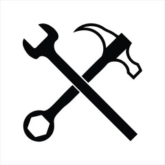 Hammer and wrench silhouette