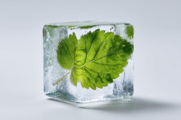 Ice Cube with Leaf Inside