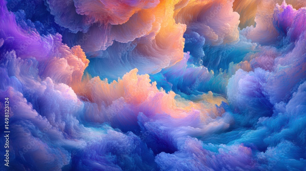 Wall mural abstract colorful clouds in soft pastel hues overlapping layers