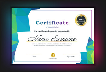 Certificate Of Achievement Award Template Design.