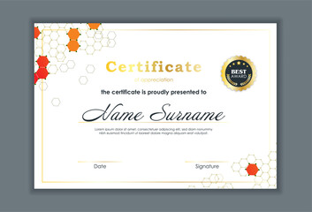 Certificate Of Achievement Award Template Design.