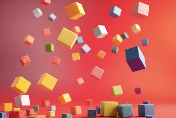 Vibrant seamless geometric pattern with colorful 3D cubes, perfect for abstract backdrops and web design, Generative AI