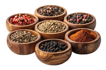 Colorful spices in wooden bowls showcasing a variety of textures and flavors perfect for culinary delights and ingredient exploration in home cooking