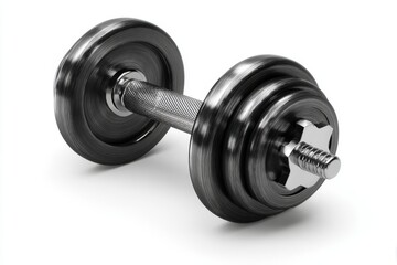 Naklejka premium The dumbbell icon represents gym equipment and a weightlifting symbol in a bodybuilding context, depicted as a 3D realistic logo for the sport of dumbbell lifting