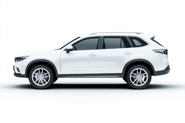 Obraz premium White modern suv side profile view