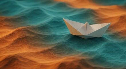 Paper boat metaphor navigation ocean journey adventure concept resilience risk exploration voyage symbolic decision isolation direction strategy freedom