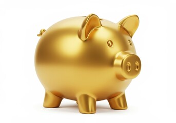 Obraz premium 3D Illustration of Golden piggy bank isolated on white background representing financial savings