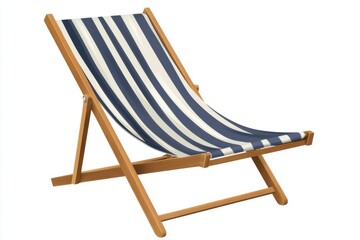 Striped wooden deck chair for relaxation