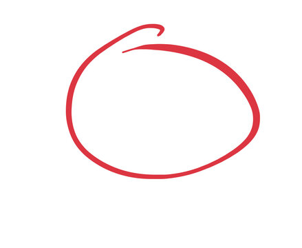 Doodle red circle brush stroke marker highlighter isolated on transparent background