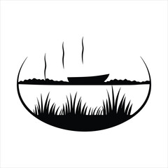 vector silhouette of a fishing boat