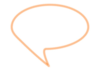 Neon orange speech bubble icon, vector illustration, on transparent background, png.