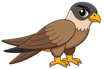 Cartoon Falcon Character with Brown Wings, Yellow Eyes, and Sharp Claws Illustration