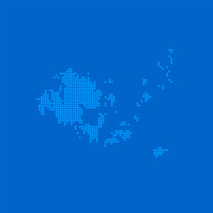Obraz premium Blue halftone dot outline map background of Aland