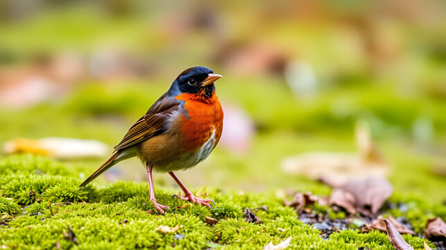 Birdwatching in Veluwe, Netherlands showcases a beautiful redwing perched on mossy ground